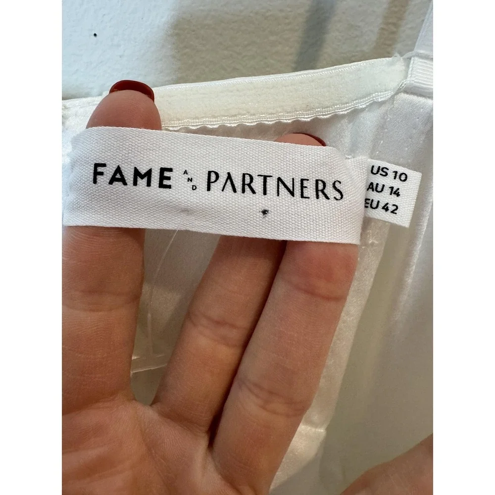 Free People Fame & Partners Dress Womens 10 White Satin Maxi Gown Bridal Wedding